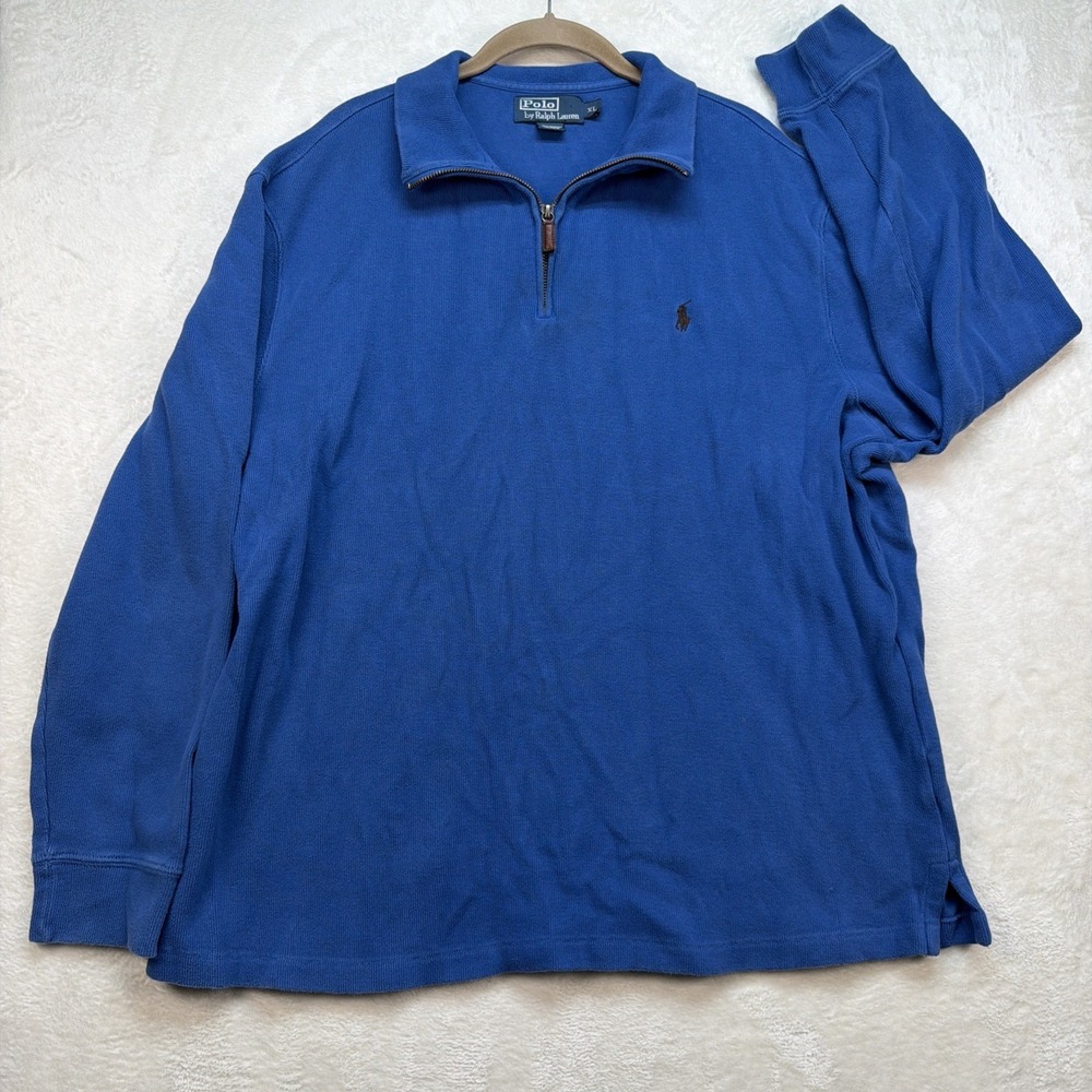Polo Ralph Lauren 1/4 Zip Pullover Mens XL Blue Quarter Zip Preppy‎ Classic